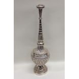 A Chinese silver rosewater sprinkler mounted with