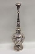 A Chinese silver rosewater sprinkler mounted with