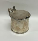 A Victorian silver circular drum mustard with gadr
