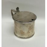 A Victorian silver circular drum mustard with gadr