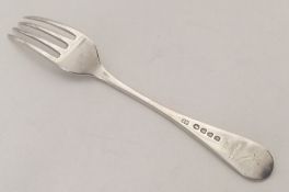 A Georgian silver OE pattern dessert fork. London