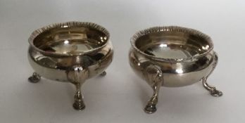 EDINBURGH: A pair of Scottish silver salts with ga