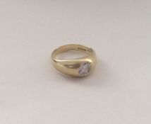A good diamond single stone gypsy set ring with ru