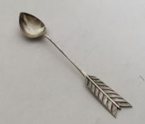 An unusual Russian silver teaspoon of arrow form.