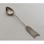 An unusual Russian silver teaspoon of arrow form.