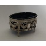 An Antique French silver salt decorated with flowe