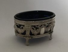 An Antique French silver salt decorated with flowe