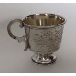 A Russian silver cup on spreading base. Marked to