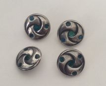 LIBERTY & CO A rare stylish set of four silver and