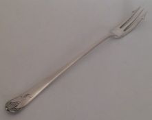 A long tapering silver pickle fork. Sheffield. App