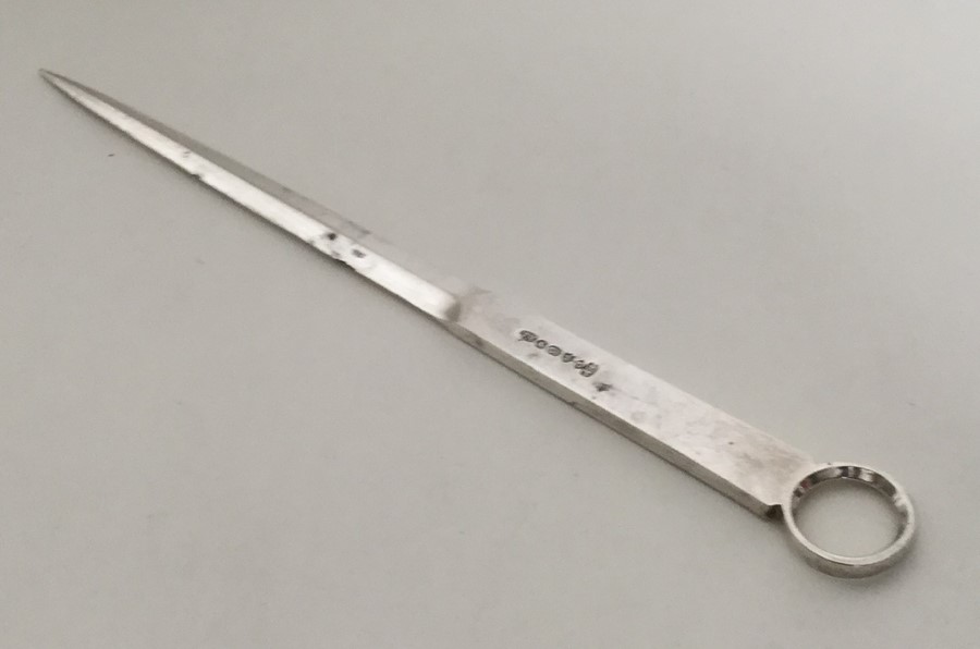 A small silver plated tapering meat skewer. Approx