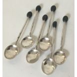 A heavy set of six silver bean top coffee spoons.