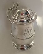 A good Georgian silver hinged top lidded tankard o