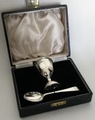 A cased silver christening set. Birmingham.By AC L