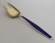 An unusual silver and enamel Norwegian fork. Appro