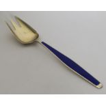 An unusual silver and enamel Norwegian fork. Appro