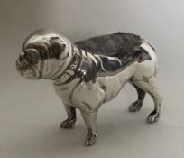 A novelty silver pin cushion in the form of a bull