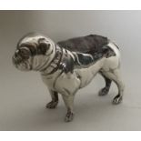 A novelty silver pin cushion in the form of a bull