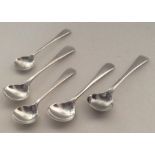 A group of five miniature silver OE pattern salt s