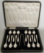 A good cased set of twelve silver teaspoons togeth