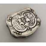 A Dutch silver box with embossed Jewish scene to g