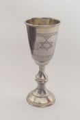 A silver engraved miniature Kiddush cup. Approx. 2