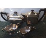 A heavy Art Deco four piece silver tea service. Bi