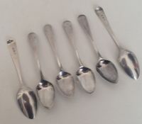 A set of six Georgian OE pattern silver teaspoons.