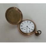 A gold plated open faced pocket watch, by Waltham.