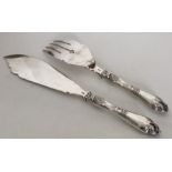 FABERGE: A pair of good silver fish servers with s