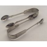 EXETER: Two pairs of fiddle pattern silver sugar t