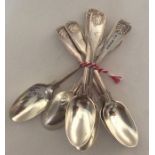 A set of six silver fiddle, thread and shell patte