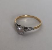 An attractive diamond single stone ring in claw mo