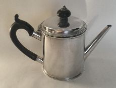 A good circular silver teapot with beaded decorati