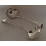 A pair of Georgian silver OE pattern sauce ladles.