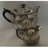 A silver bachelor's half fluted tea service. Londo