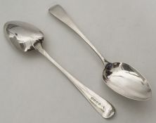 A pair of Georgian silver OE pattern spoons. Londo