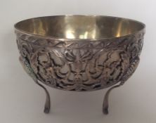 An Italian silver bowl decorated with flowers and