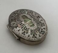 A Georgian silver and MOP box with hinged lid. Cir