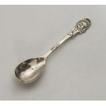 A rare Victorian silver mustard spoon decorated wi