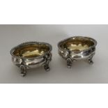 A pair of good quality silver salts with gilt inte