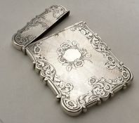 An attractive hinged top silver card case decorate