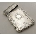 An attractive hinged top silver card case decorate