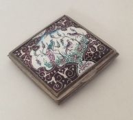 An Indian silver and enamel top rectangular compac