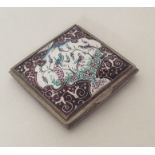 An Indian silver and enamel top rectangular compac