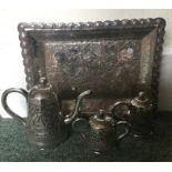 A heavy four piece coffee service decorated with f
