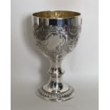 A good George III chased silver goblet with floral