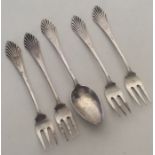 A set of four Dutch silver pickle forks together w