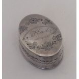 An Attractive oval Georgian silver patch box. Birm