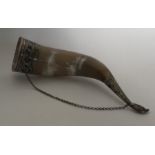 A Russian silver and Niello drinking horn. Approx.